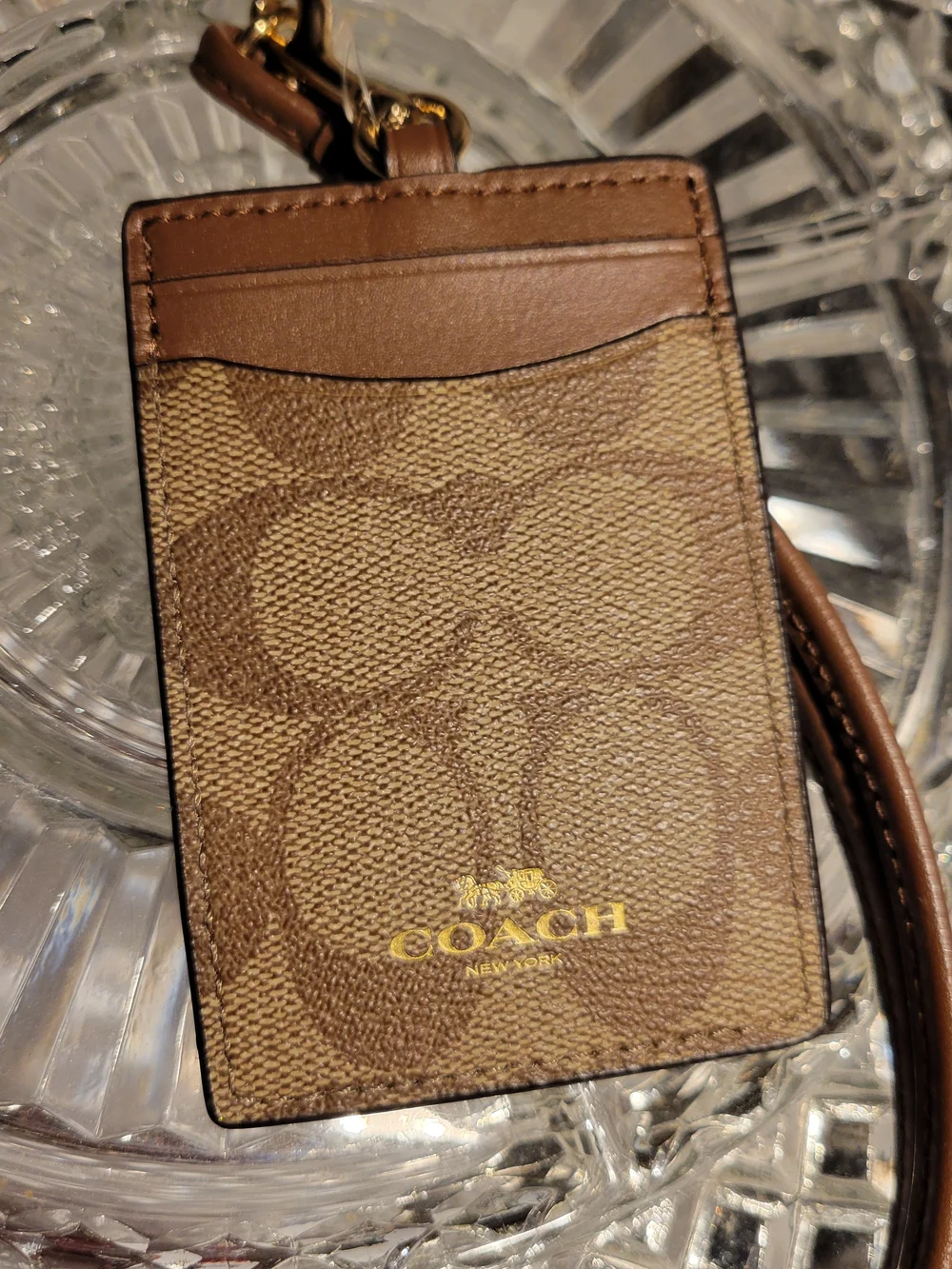 Coach Signature Brown Cardholder Lanyard